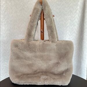 H&M Gray Plush Tote Bag with Soft Texture